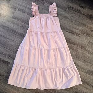 English Factory Ruffle Detail Midi Dress Dusty Pink